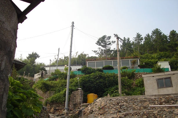 높은 위치에 오곡도마을 사진