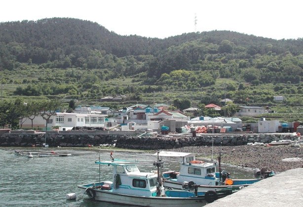 지도 선착장 마을 전경 사진