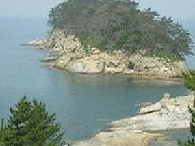 추도 해변 갯바위 사진