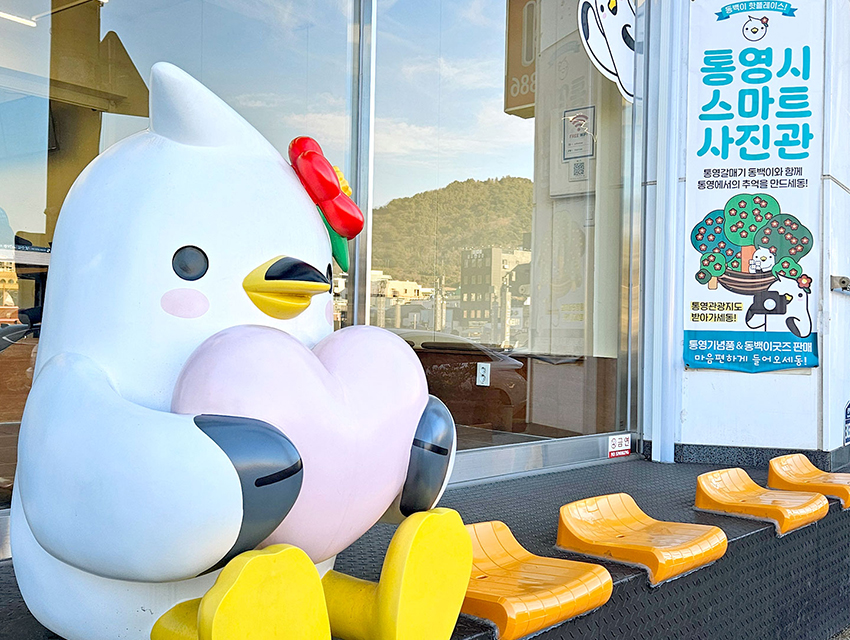 스마트사진관 입구의 동백이